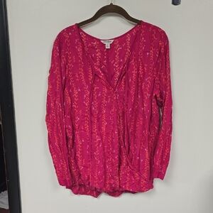Lucky Brand Fuchsia Patterned Blouse